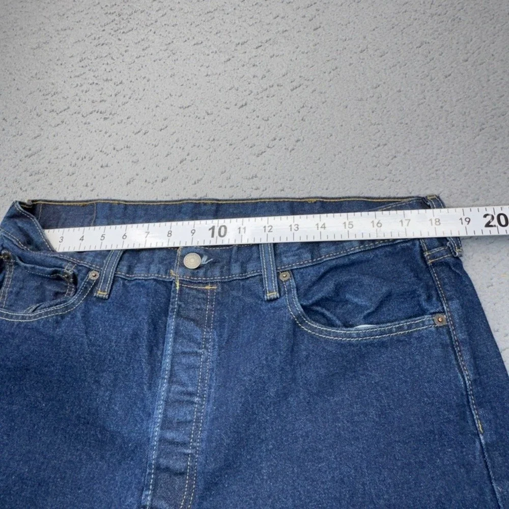 Levis 501 Original Mens‎ 36x30 Blue Dark Wash Stretch Button Fly Jeans 5 Pocket
